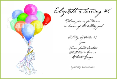 Balloons with glitter invitation by Stevie Streck